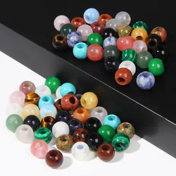 10pcs / Lot Natural Agates Beads Loose Large Hole Abacus Bead Round Big Hole Stone Beads for Jewelry Making DIY Pendants Rings