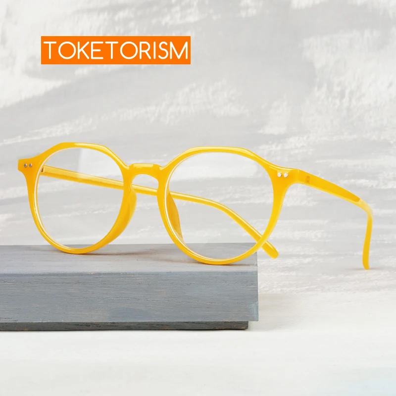 Toketorism Trendy Yellow Frame Oversized Anti Blue Glasses Woman Man Blue Light Blocking Eyeglasses