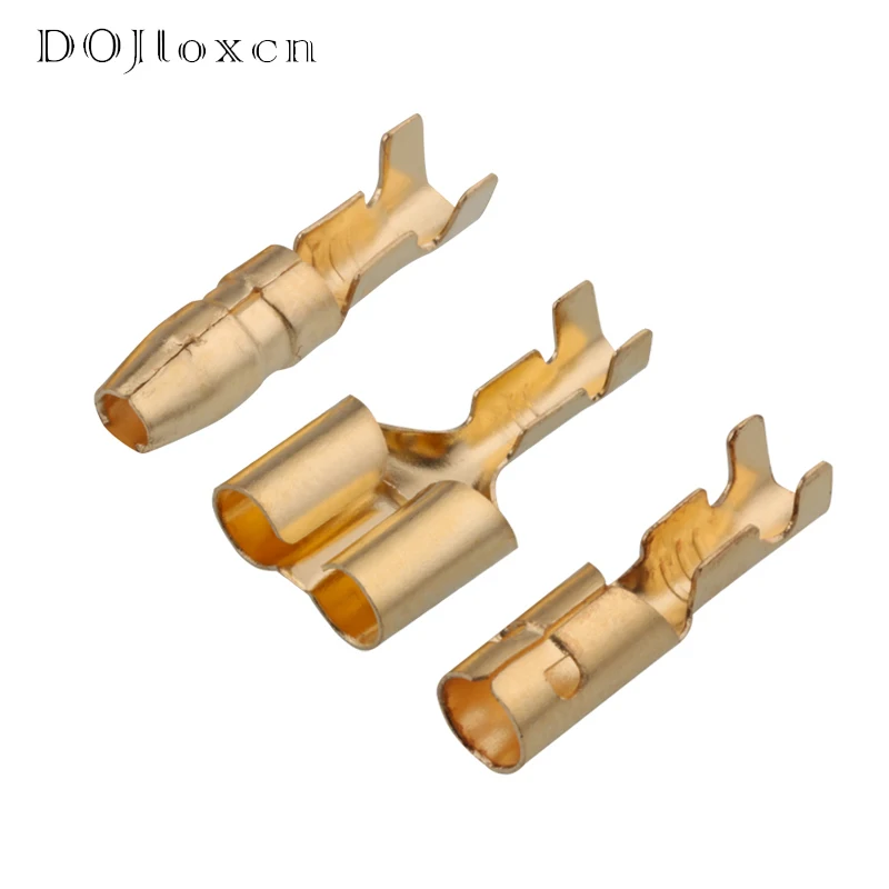 20/50/100/200/500 Pcs Round Tinned Copper Crimp Golden Terminal Male Female Wiring Connector Socket DJ211-4A DJ222-4A