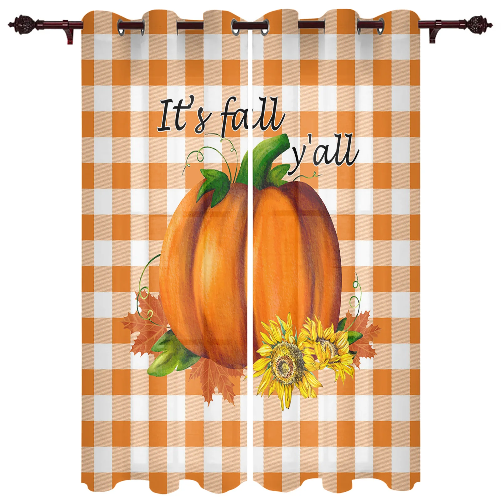 Modern Curtains Autumn Pumpkin Sunflower Baby Room Bedroom Creative Window Curtains Kitchen Living Room Terrace Valance Curtains