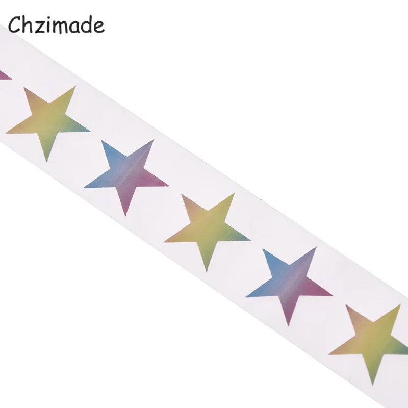 Chzimade 1Mx3cm Colorful Star Footprint Reflective Sticker Tapes Heat-transfered Vinyl Film For DIY Iron On Garment Sewing Craft