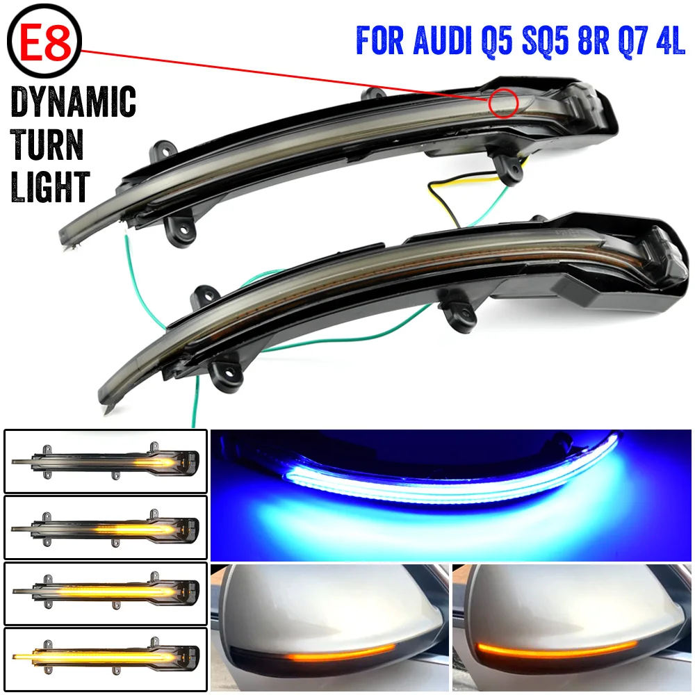 For Audi Q5 SQ5 8R 2010 2014 2015 2016 2017 Q7 4L SQ7 LED Dynamic Turn Signal Blinker Sequential Side Mirror Indicator Light