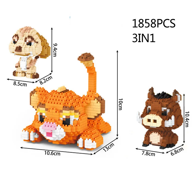 Hot animal anime america Lion King building bricks TIMON PUMBAA figures micro diamond block nanobricks educational toys for gift