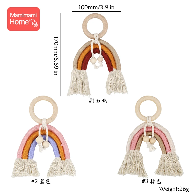 1pc Baby Teether Tassel Pacifier Chain Pendant Wooden Blank Ring Toys Gym Play Children'S Goods Newborn Nurse Gifts Wooden Beads