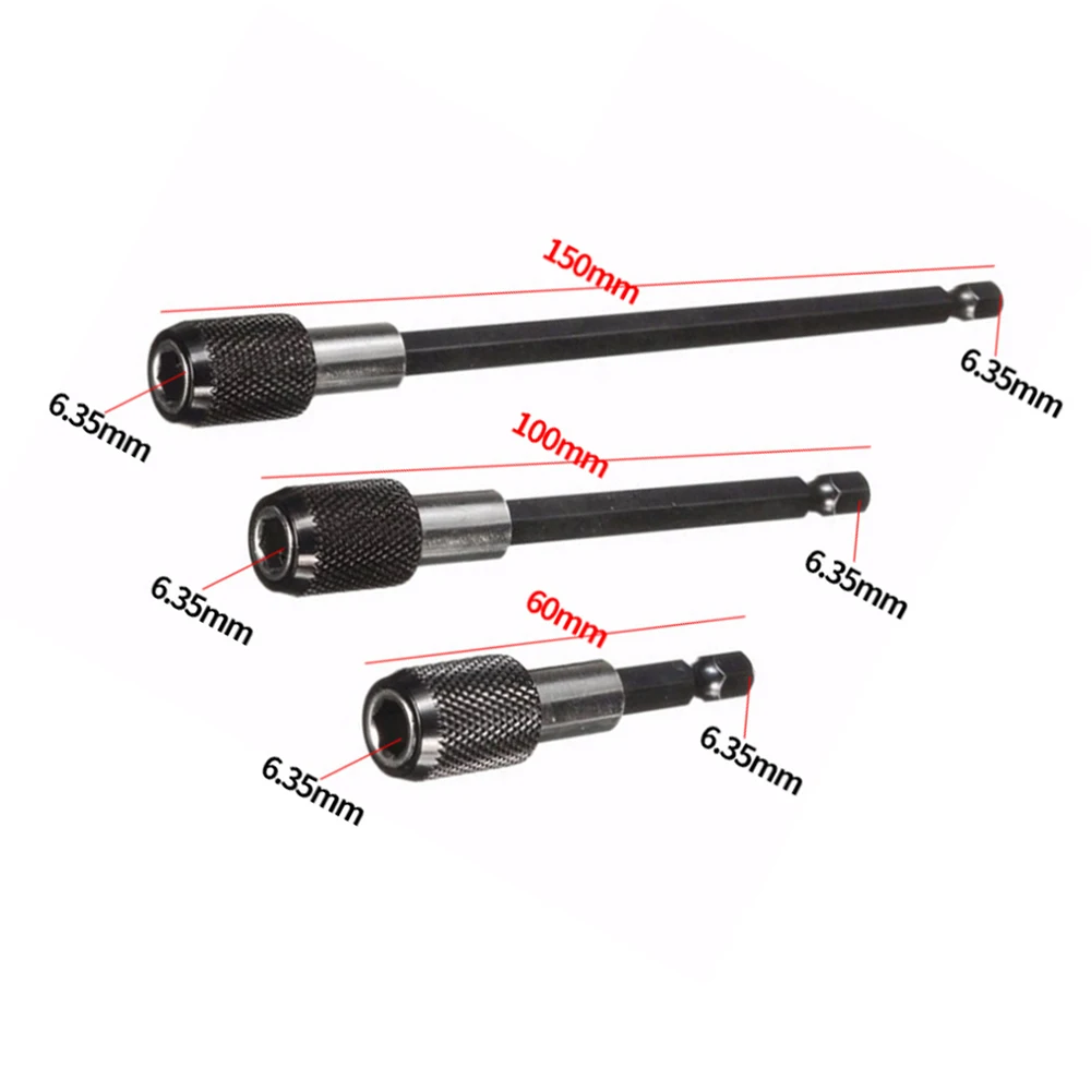 Hige quality 3pcs 60mm 100mm 150mm 1/4 Inch Hex Shank Quick Release Screwdriver Bit Holder Extension Bar