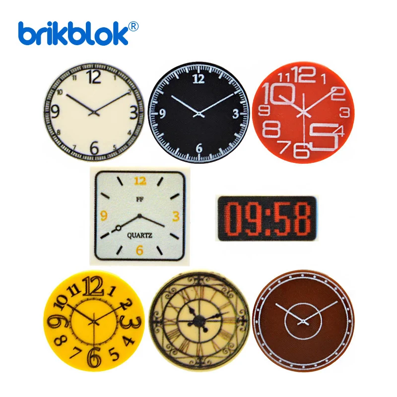 

Custom Printed Clocks Tile Building Blocks wall clock 1x2 2x2 MOC Decoration Bricks Round City Alarm Construction Toys