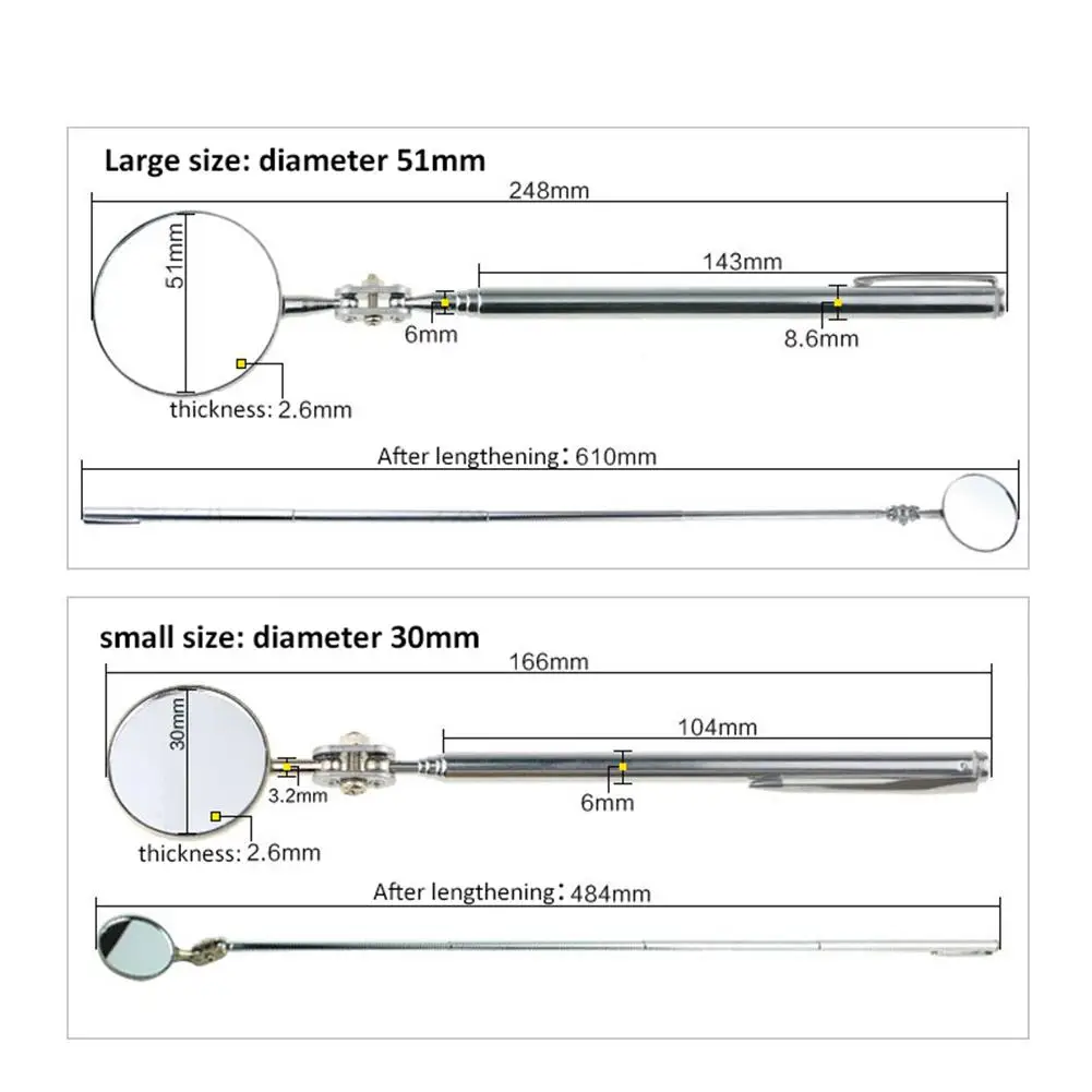 Car Maintenance Inspection Mirror Universal Folding Telescopic Reflector Welding Chassis Inspection Mirror Car Inspection Tool