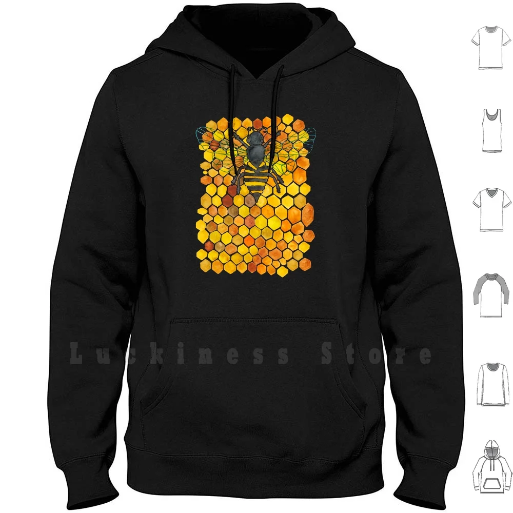 Honeybee Hoodies Long Sleeve Bee Bee Hive Honeycomb Bees Insect Orange Black Yellow Bumblebee