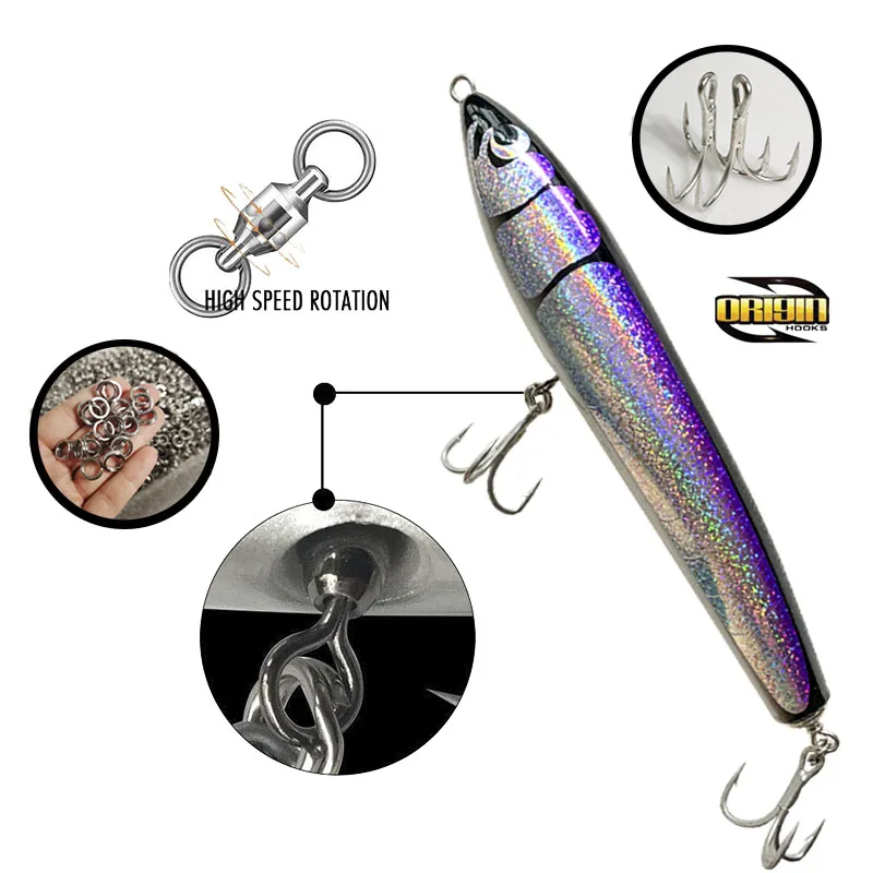 Topwater Big Game Gamma Pencil Wooden Stickbait Surface Trolling Lure 90g120g140g Boat Fishing Artificial Carpenter Bait Lure