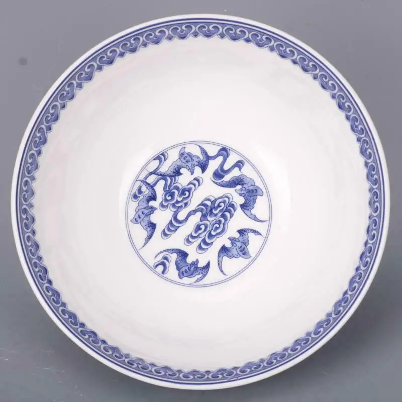 Chinese Blue and White Porcelain Qing Qianlong Dragon Phoenix Design Bowl Antique Porcelain Noodle Bowl 6.1 inch