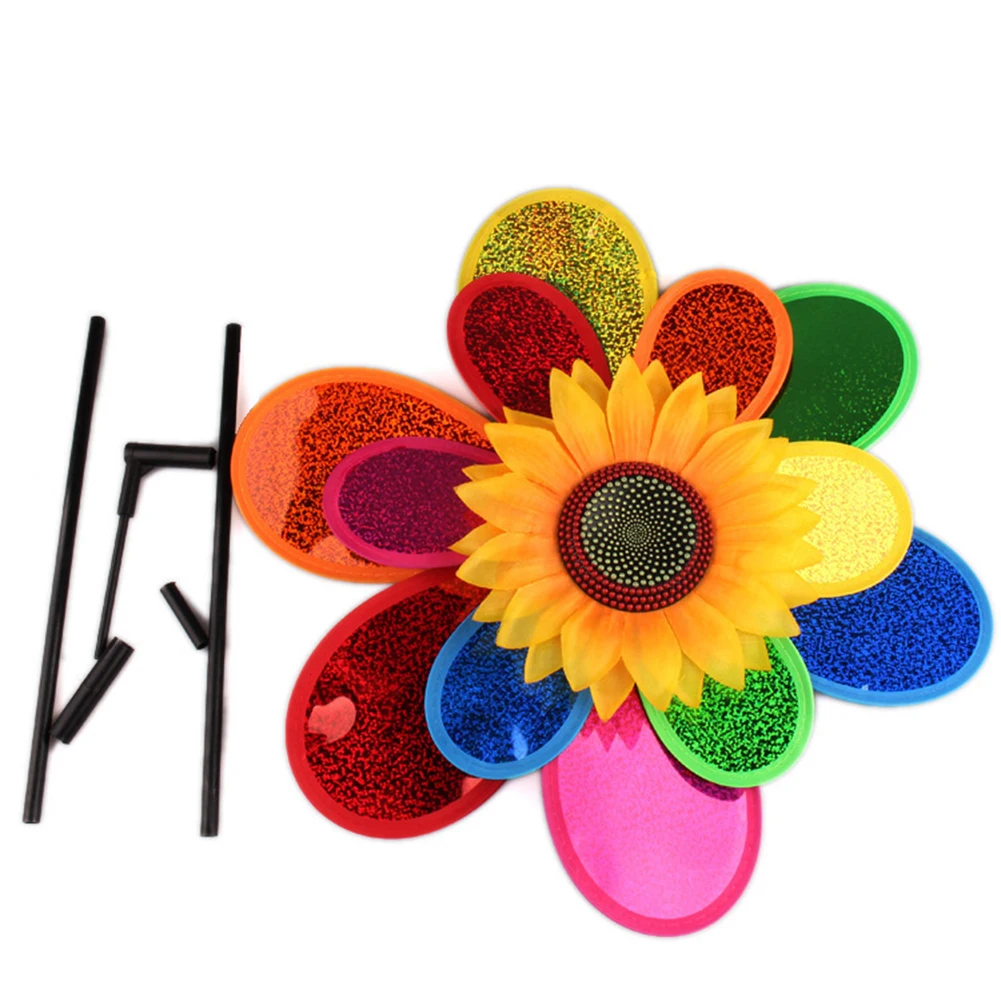 Molino de viento de girasol colorido para niños, Spinner de viento giratorio, juguetes para niños, decoración de patio, jardín, hogar, decoración de patio