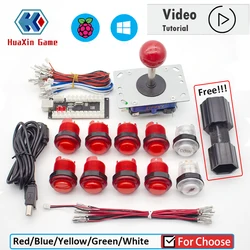 Arcade Game Cabinet Kit with Free Install Tool, LED Push Button, ZIPPYY Joystick, Zero Delay Encoder, USB to PC Raspberry Pi, 5V