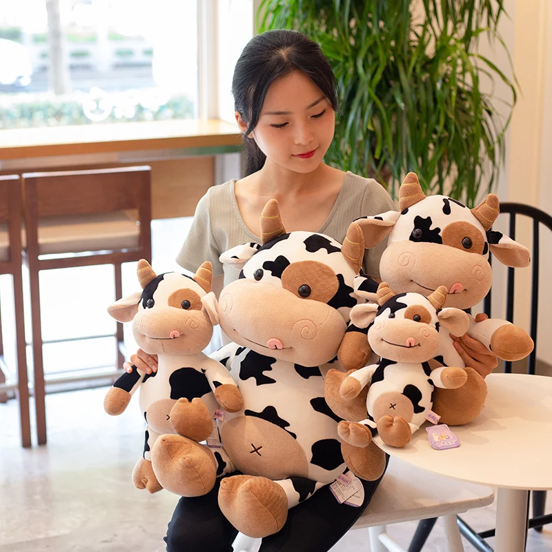 2020 nova vaca bonito brinquedo de pelúcia kawaii gado de pelúcia animais de pelúcia gado macio boneca menina crianças brinquedos presente aniversário para crianças