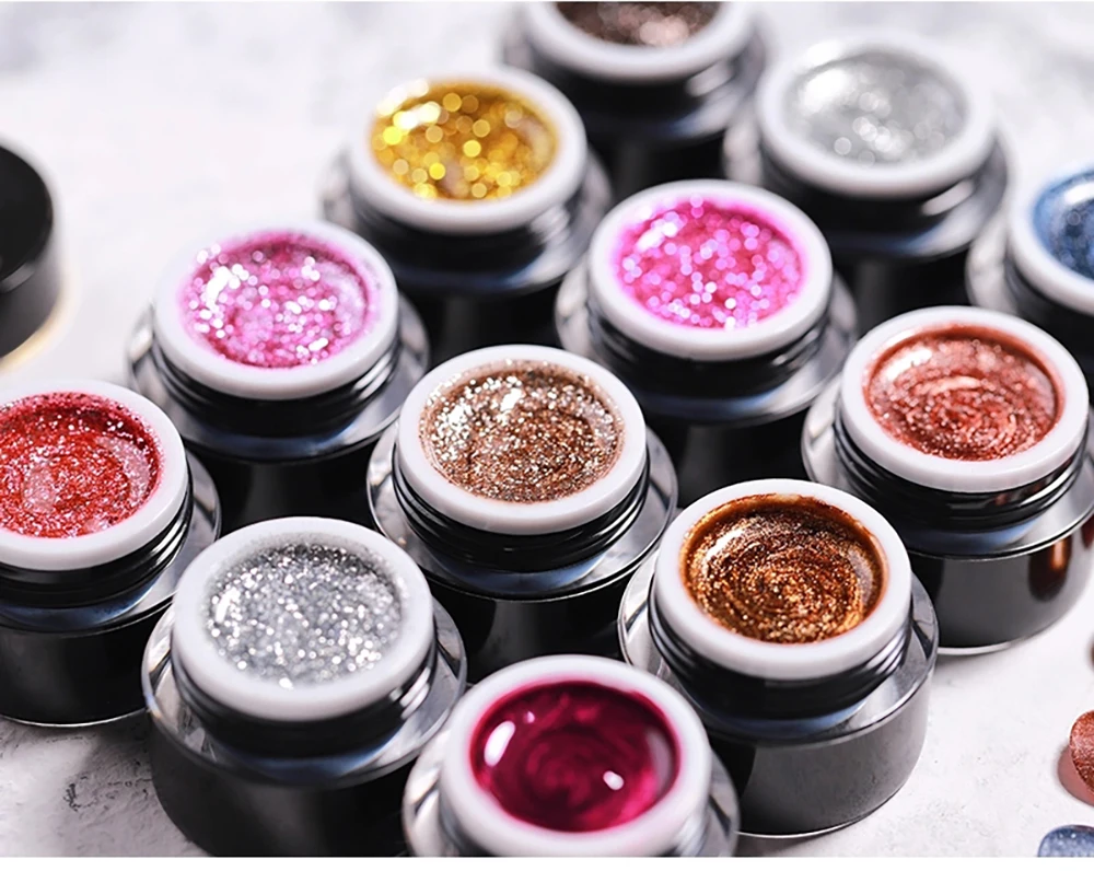 Vendeeni 12 Farben Japanischer Stil Glitzer-Platin-Nagelgel-Lack UV LED Aushärtbarer Gel-Lack Sternenhimmel Glänzender Gel-Lack 10g – Detail 9