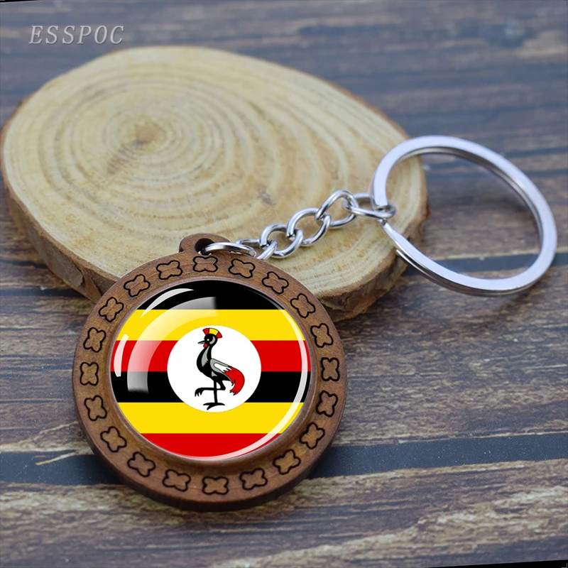 Africa Countries Flag Key Chains Algeria Libya Tunisia Somalia South Africa Flag Glass Dome Wooden Keychain Keyring Wood Trinket