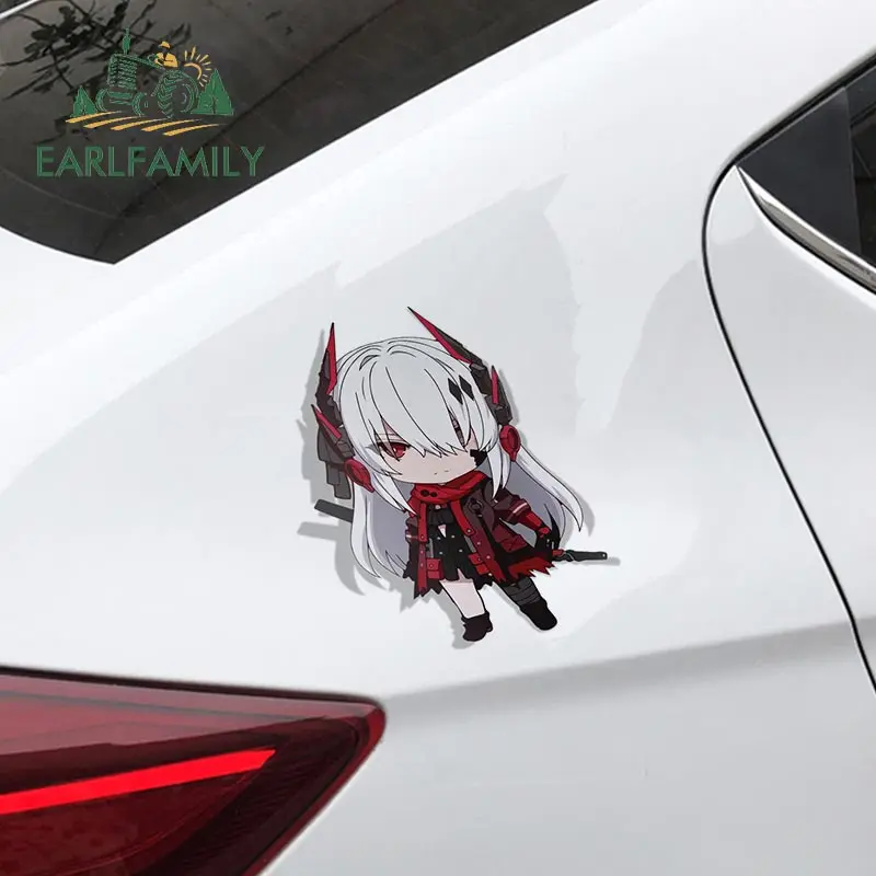 EARLFAMILY 13cm x 12.2cm for Punishing Gray Raven Lucia Crimson Anime Vinyl Car Sticker JDM Rear Windshield Trunk Decal