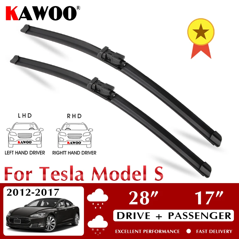 

KAWOO Wiper Car Wiper Blades For Tesla Model S 2012-2017 Windshield Windscreen Front Window Accessories 28"+17" LHDRHD