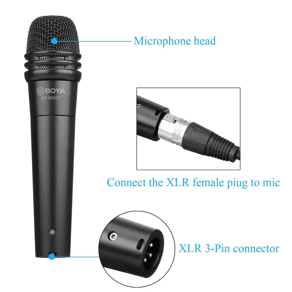 BOYA BY-BM57/58 Cardioid Dynamic Microphone for Band Instrument Vocal Speaker Recording Live Audio Recording Live Stage Theater