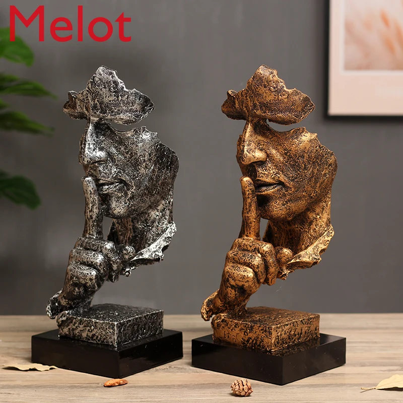 

Simple Modern Creative Silence Is Gold Crafts Decoration European Sculpture Office Living Room Art Decoration