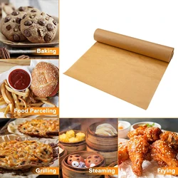 Roll Raw Wood Baking Paper Non-stick Parchment Paper Oil Paper Baking Paper Barbecue Heat-resistant Oil-absorbing Paper