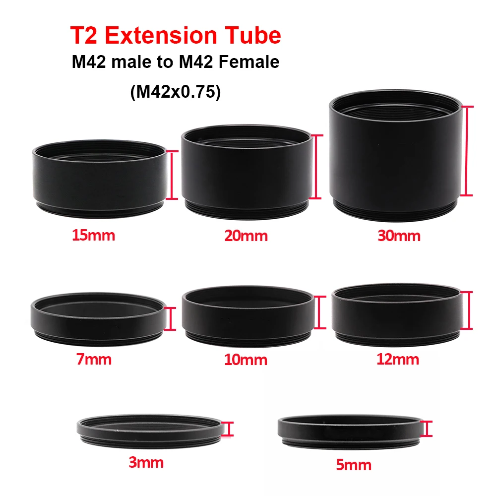 T2 (M42x0.75) extension Tube M42 Om M42 Lengte 3Mm 5Mm 7Mm 10Mm 12Mm 15Mm 20Mm 30Mm