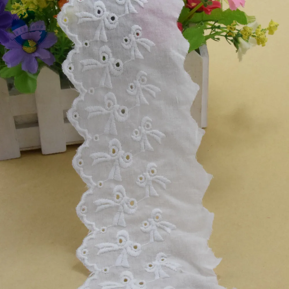 100% Cotton embroidery lace 7cm wide sewing ribbon guipure trim wedding decoration DIY dolls colthes Accessories lace edge#3994