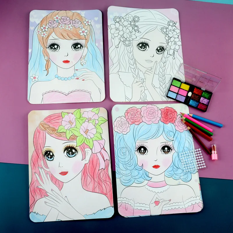 Makeup Toys Watercolor Set Creative Graffiti Art Children Girl Painting Drawing Paint Learning Notebook/coloring Notebook P12