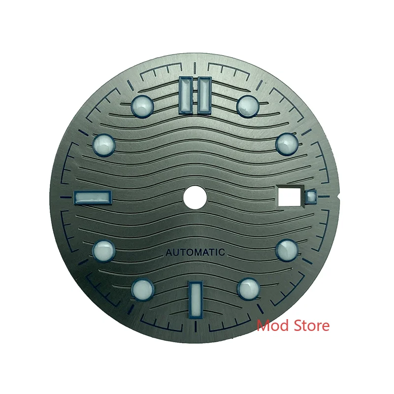 

NEW 31mm Black/Gray Watch Sterile Dial Set For DG2813 Miyota8205 Mov't Sea Master Style Wave Pattern Copper With Blue Lume
