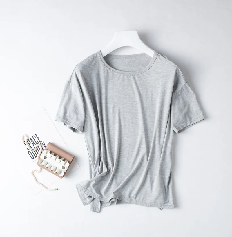 Frühling und Sommer Neue Damen-Pyjamas Dreiteiliges Set Kurzarm-Shorts Hose Modal Weiches T-Shirt Pyjamas Damen Locker Sitzendes Hausset – Detail 28