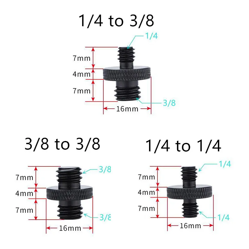 Аксессуары для камер, металлический винтовой переходник с резьбой от 1/4 до 1/4, от 1/4 до 3/8, для штатива камеры, аксессуары для DSLR, SLR