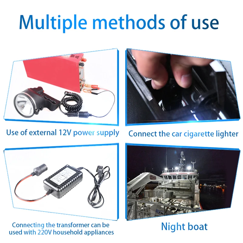 High Power 220W Outdoor Searchlight Long Shot 3000M Waterproof Spotlight Bright 20000 Lumens 12V Flashlight Hunting Light