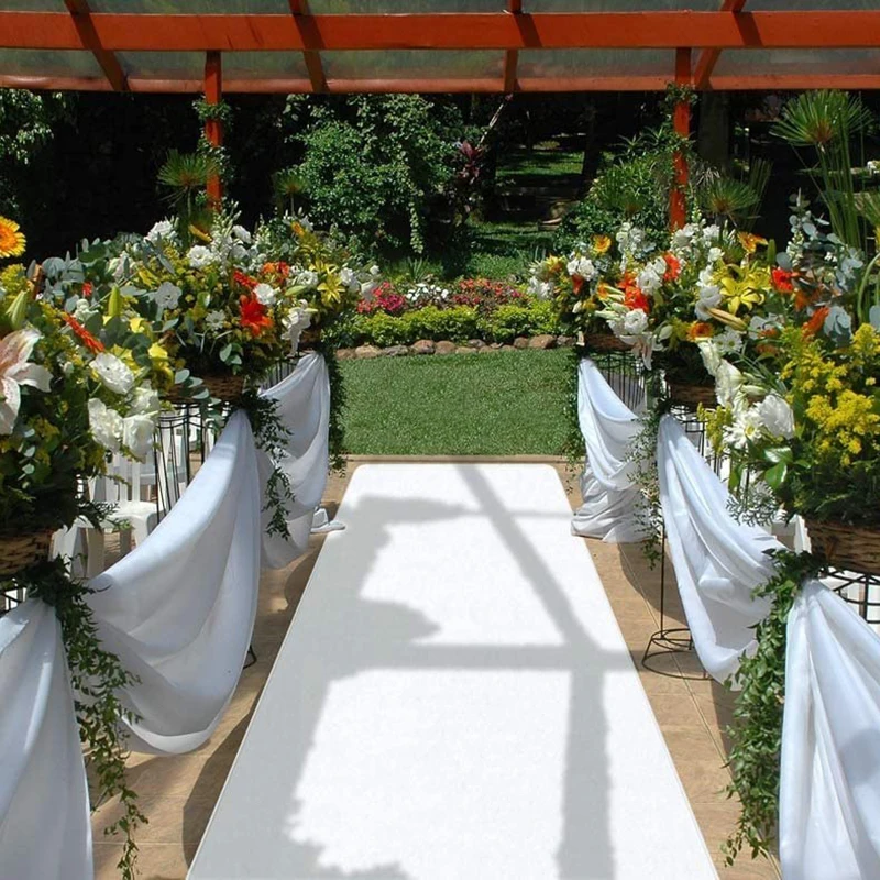 Wedding Carpet Aisle Runner Non-slip Non-woven Fabric White Carpet Event Party Wedding Aisle Runner Custom Length Thickness 1 MM