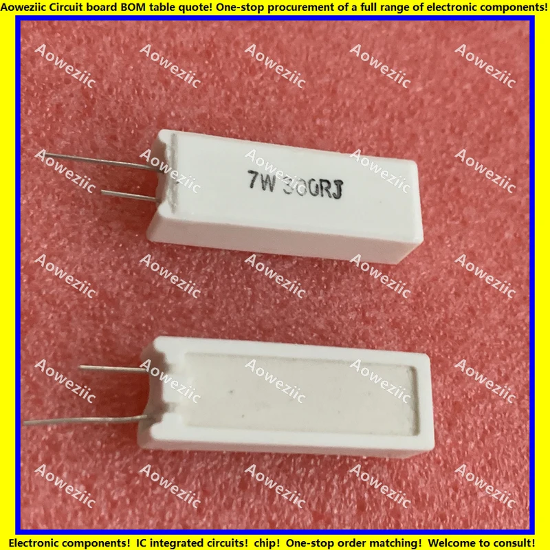 10Pcs/Lot 7W300RJ 7W300ΩJ RX27-5 SQM Vertical Cement Resistance 7W300ohm 7W 300RJ 7W300R Ceramic Resistance Precision ±5% Power