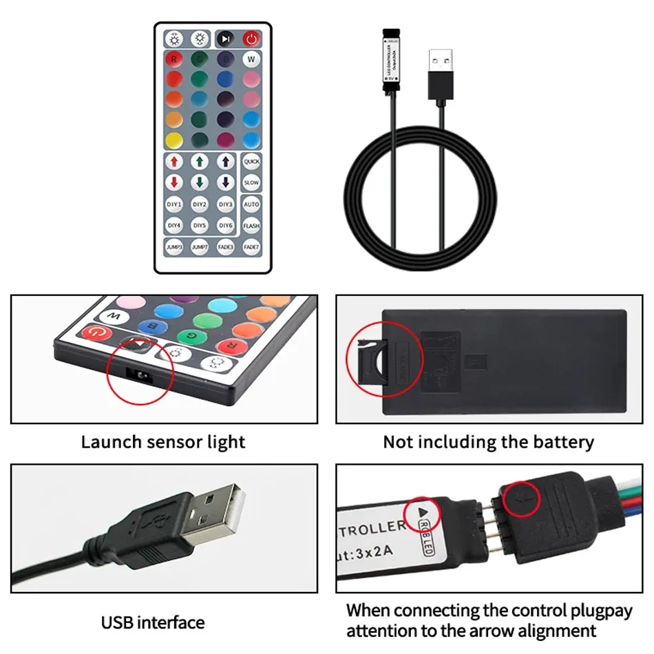 DC 5V USB LED Strip RGB Controller 3Key Dimmer / 24Key IR Remoter / 17Key RF Wireless Remoter Control 2835 5050 RGB Strip light