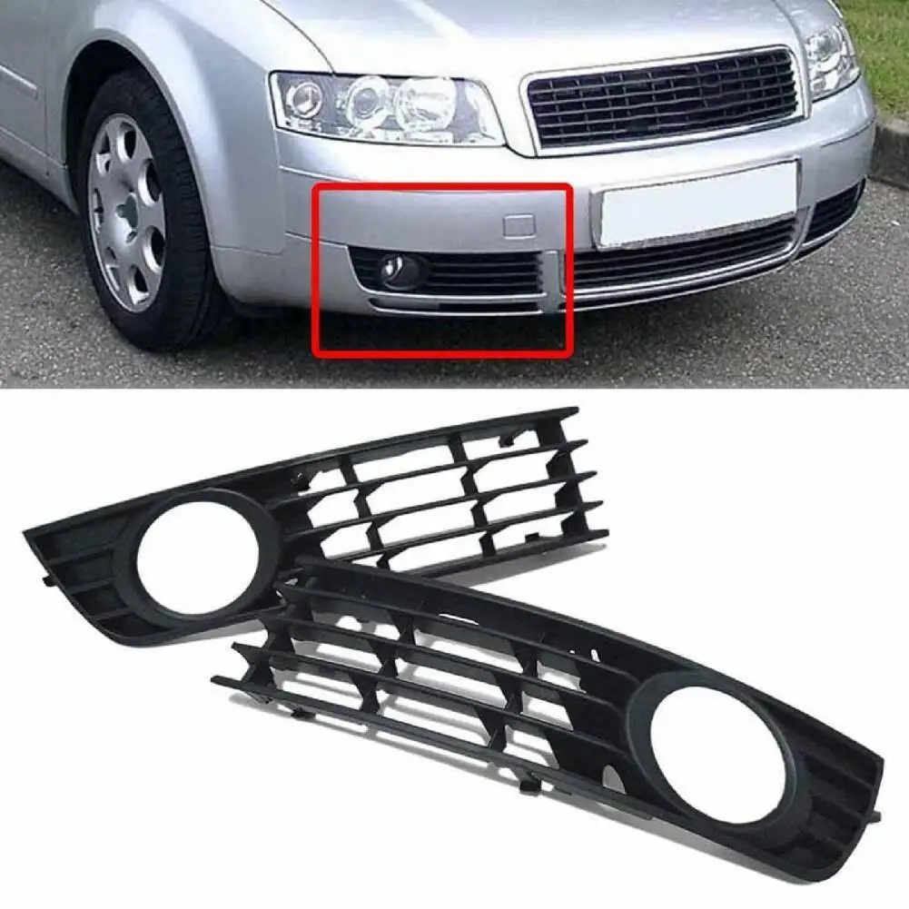 

Fog Lamp Grille Anti-collision Tough ABS L/R Front Bumper Fog Light Grille 8E0807681 8E0807682 for Audi A4 B6 2001-2005