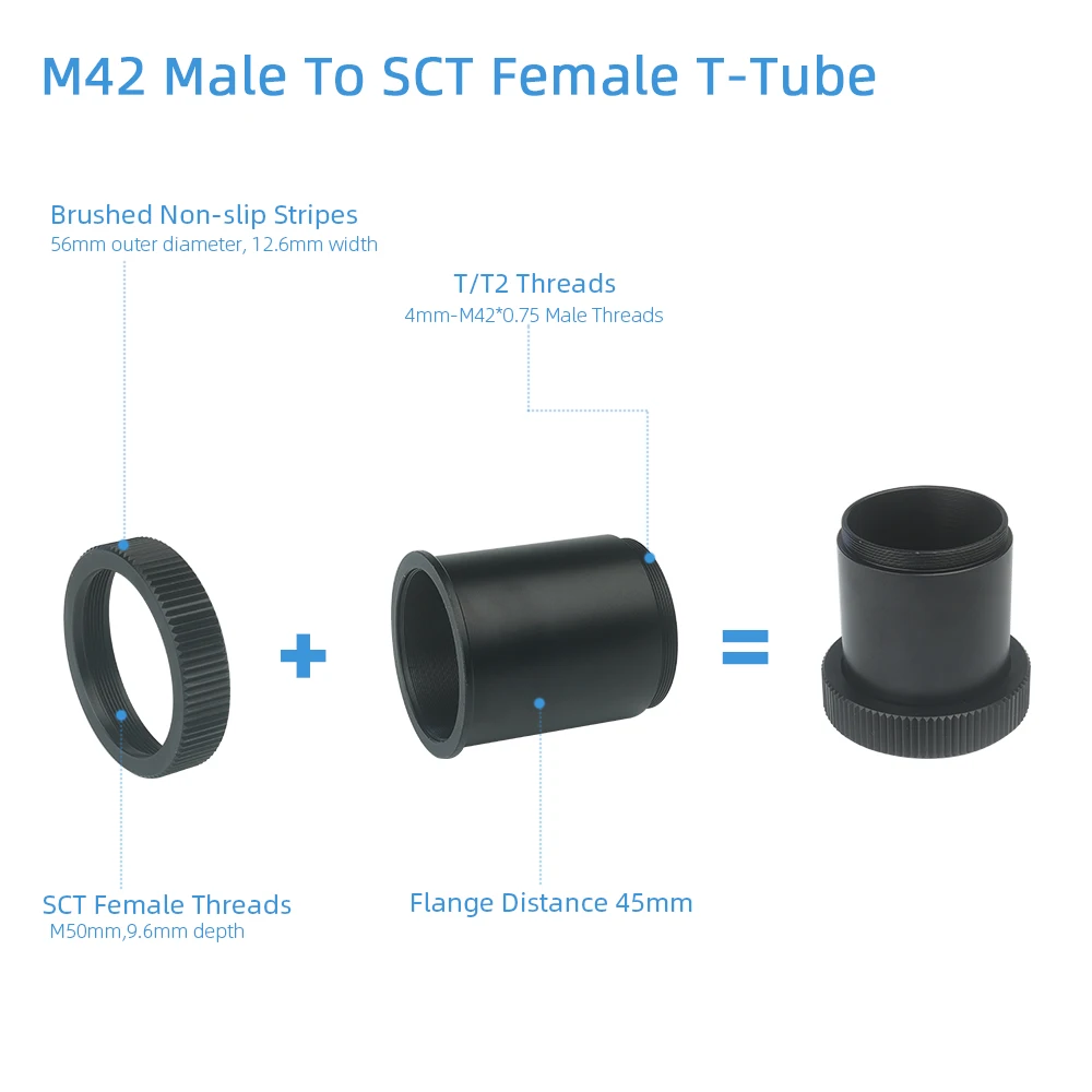 EYSDON M42 to SCT Threads T-tube T-Adapter-SC #93633-A for Schmidt-Cassegrains Telescope