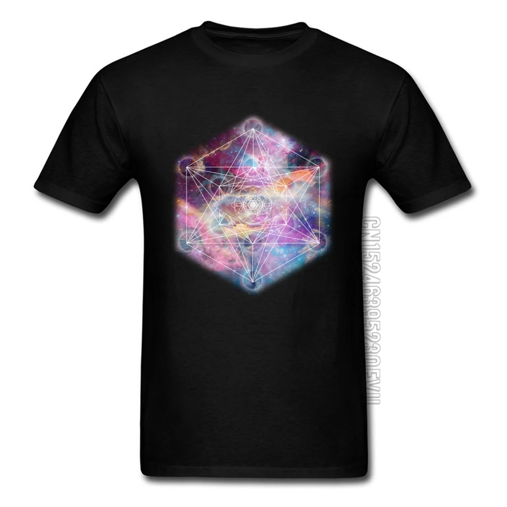 High Quality Men\'s Streetwear T Shirt 2018 Autumn Cotton Tee-Shirt For Men Galaxy Nebula Sacred Geometry Printed Tshirts New