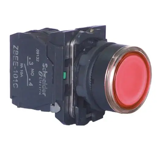 Bouton plat LED, rouge, 22mm, 1no