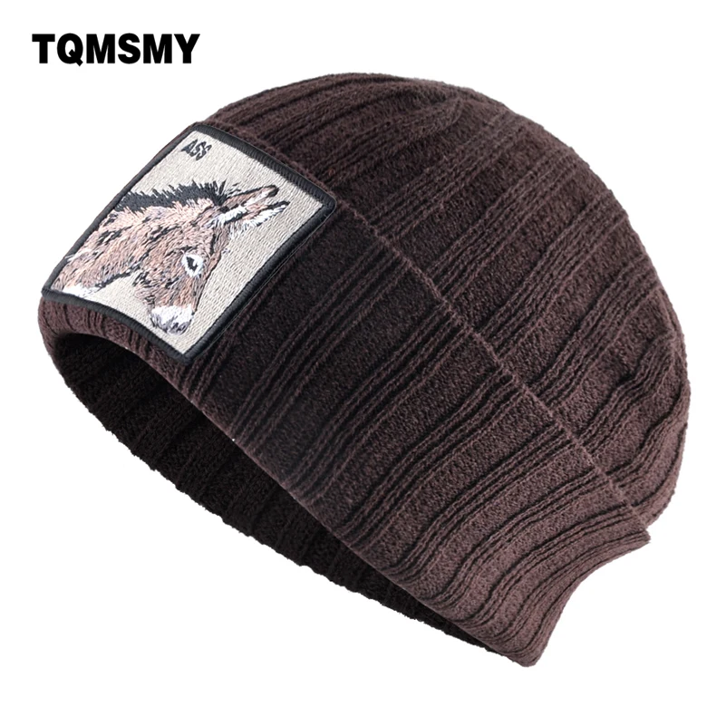 Solid color Winter hats for men Embroidered Donkey pattern Beanies women skiing Bonnet autumn Hip Hop Cap Gorras Thick warm caps