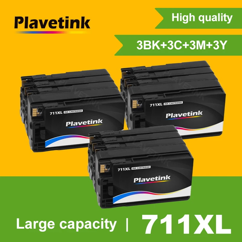 Plavetink 12 Pcs Full Refilled 711 Ink Cartridge for HP711 For HP 711 XL Designjet T120 T520 24-in ePrinter T 120 520 Printer