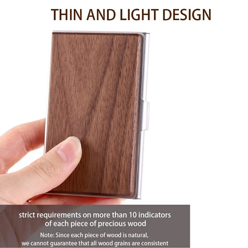 Professional Wood Business Card Holder Pocket Men Women Casual Business Card Holder Case Slim 15 Standard Business Card Carrier