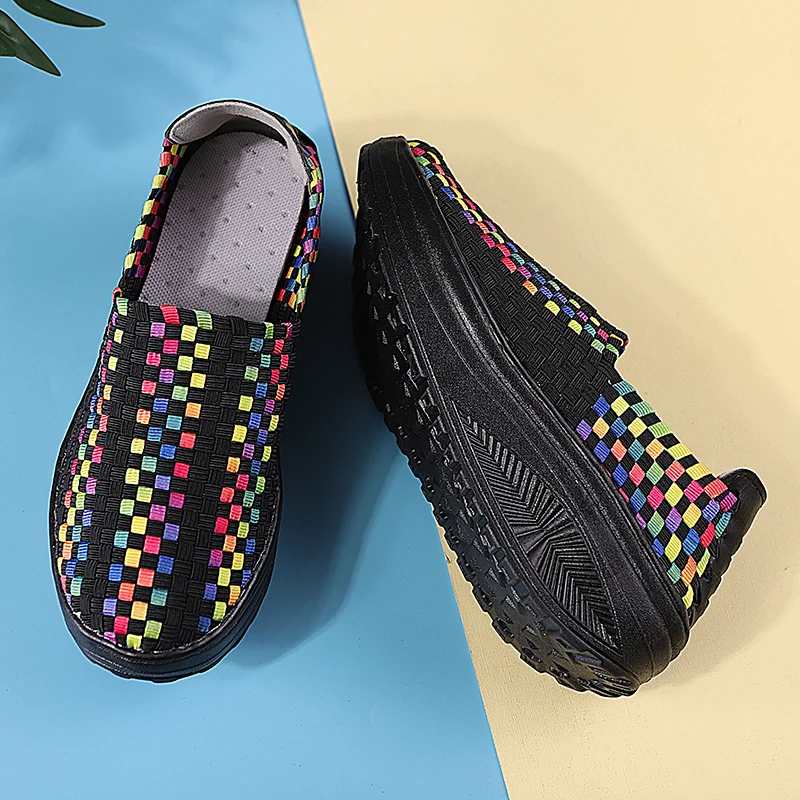 STRONGSHEN New Women Shoes Summer Casual Shoes Flats Breathe Female Shoes Walking Shoes Slip-On Lady Loafers Handmade Shoes