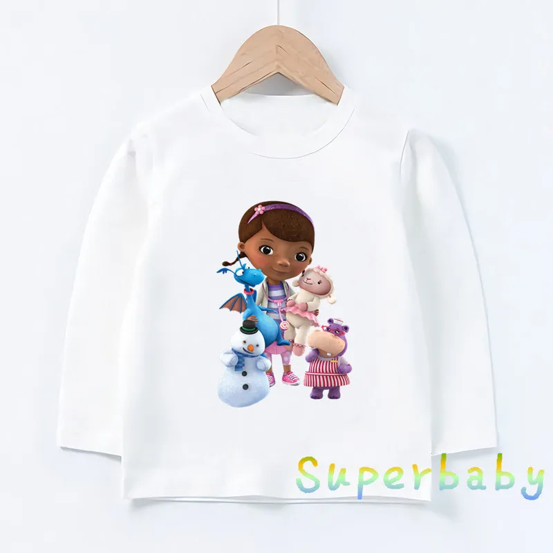 Doc McStuffins Clinic Girl Cartoon Kids T-Shirts Funny Cute Baby Girls Clothes Autumn Children Long Sleeve T shirt Boys Tops