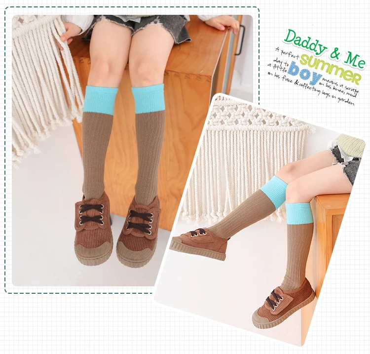 3-12 Jahre Mädchen Wärmere Knöchellange Socken mit Kontrastdesign Kinder Overknee-Socken aus Baumwolle Baby Gestreifte Bunte Lange Kawaii Strümpfe – Detail 9