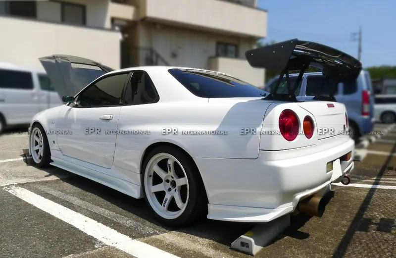 

For Nissan Skyline R34 GTR FRP Unpainted HSM-Style Rear Bumper Spat Addon 2pcs Extension Trim Parts Bodykits Drift