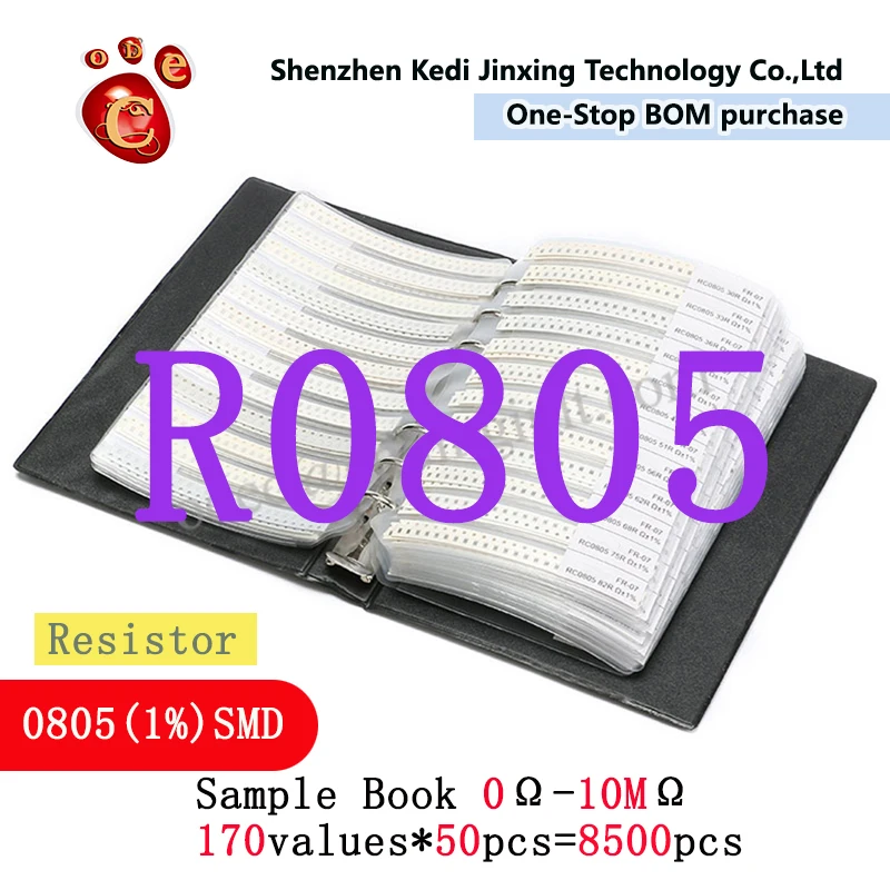 0805 SMD Resistor Sample Book 170values*50pcs=8500pcs 1% 0ohm to 10M Chip Resistor Assorted Kit