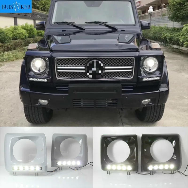 1 Set Daytime running lights DRL LED For Mercedes Benz G500 G55 G63 W463 1990-2016 Fog Lamp Cover Frame