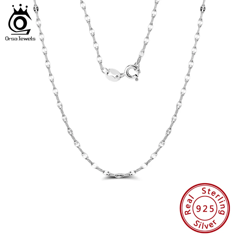 

ORSA JEWELS 100% 925 Sterling Silver 2.3mm Twist Flake Chain Necklace for Women Fashion Simple Basic Neck Chain Jewelry SC26