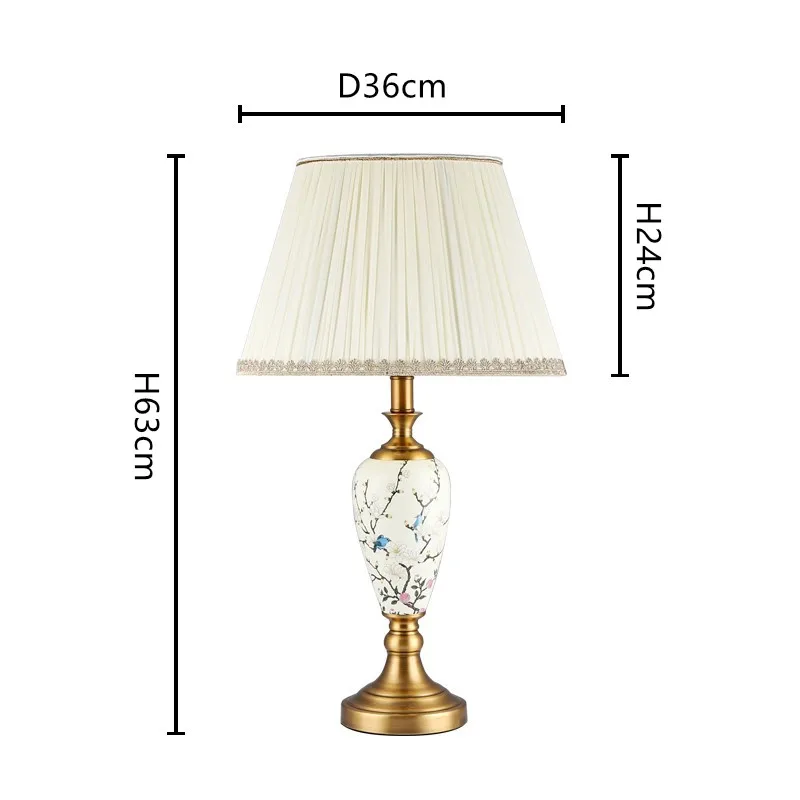 OURFENG Luxury Bedside Table Desk Lamp White Ceramic Modern LED Decorative Light For Living Room Bedroom Study Office