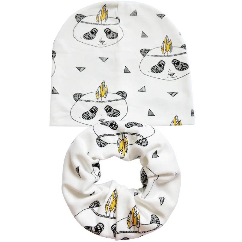 New Winter Children Scarf Hat Sets Cartoon Dinosaur Baby Head Cover Spring Warm Neck Collar Kids Beanies Set Cotton Children Hat
